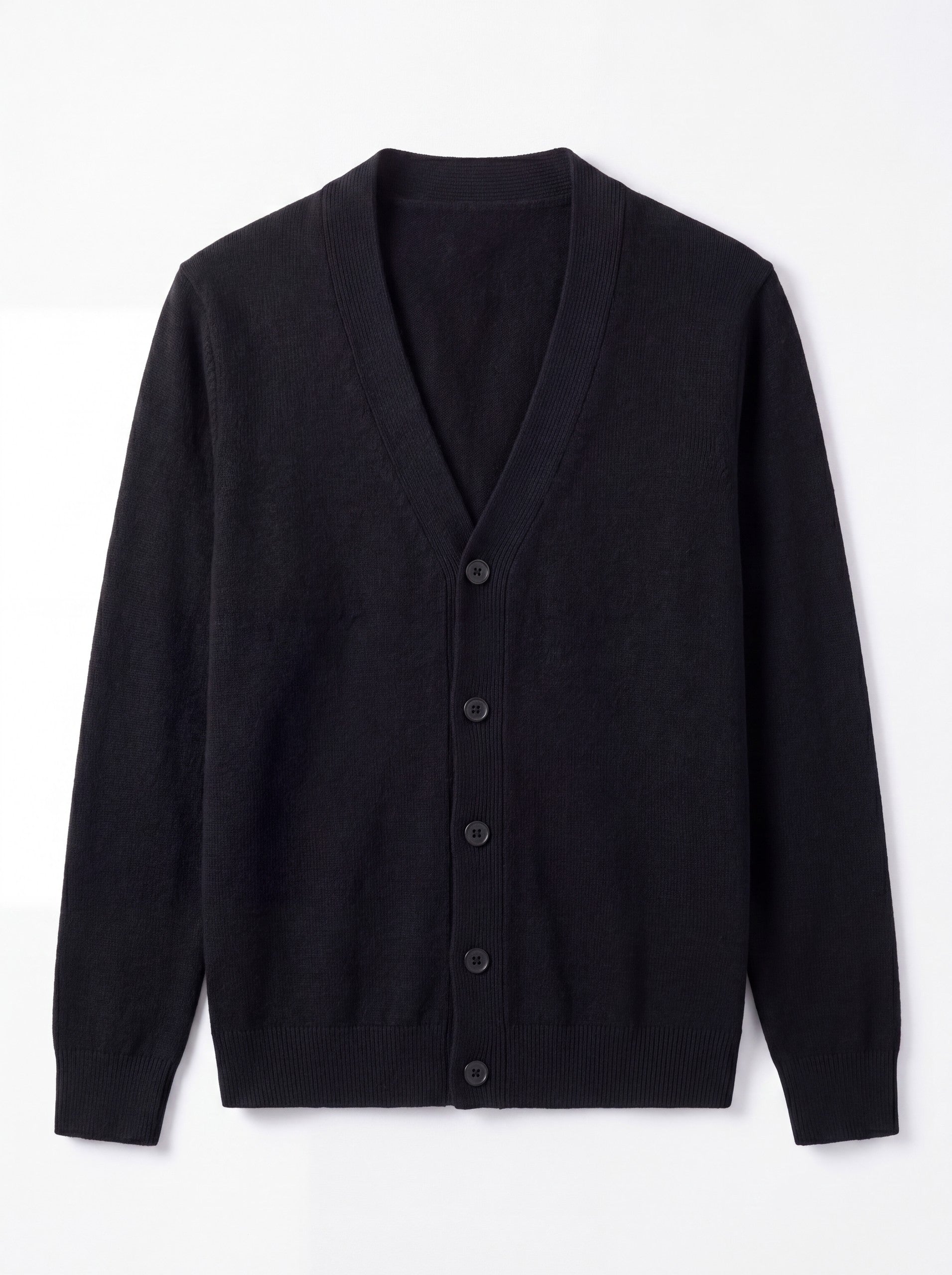 Oversized Button Wool Cardigan — Black