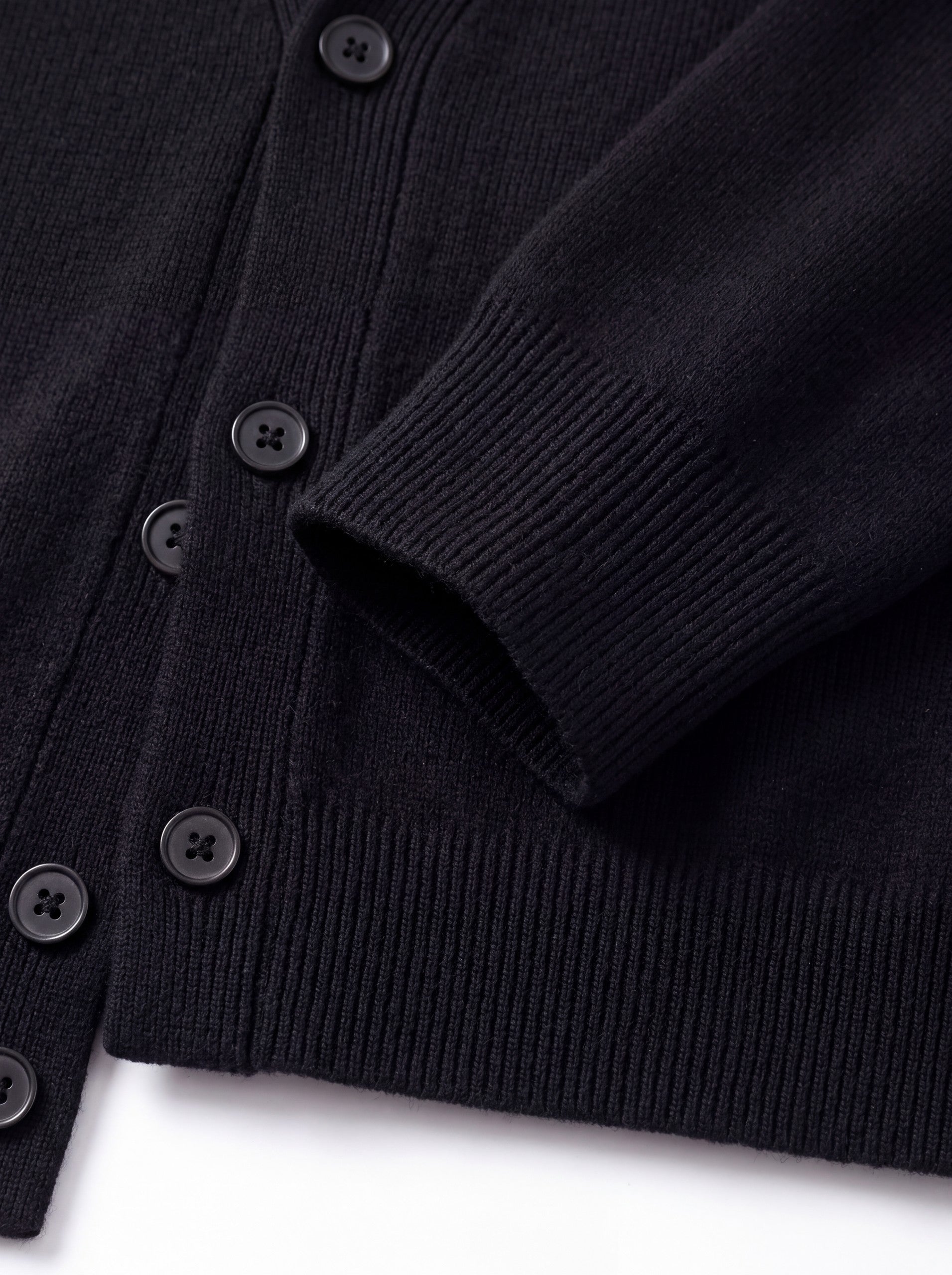 Oversized Button Wool Cardigan — Black
