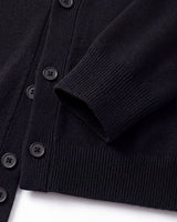 Oversized Button Wool Cardigan — Black