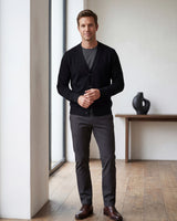 Oversized Button Wool Cardigan — Black