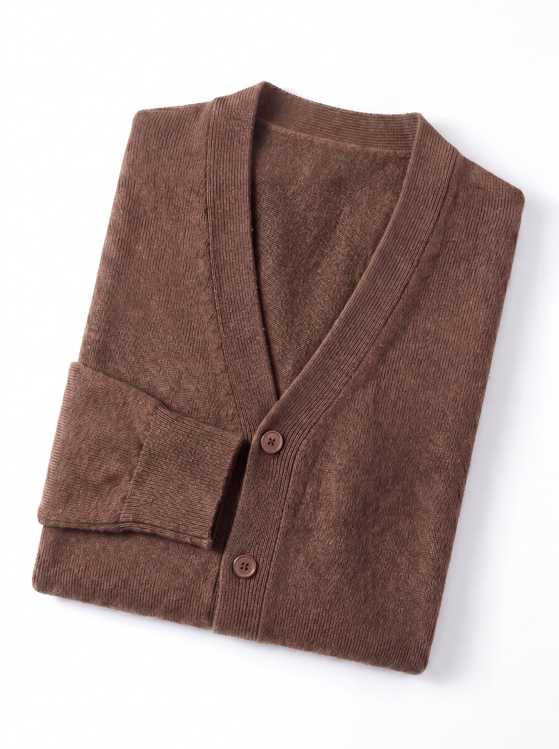 Oversized Button Wool Cardigan — Brown