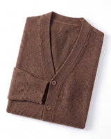 Oversized Button Wool Cardigan — Brown