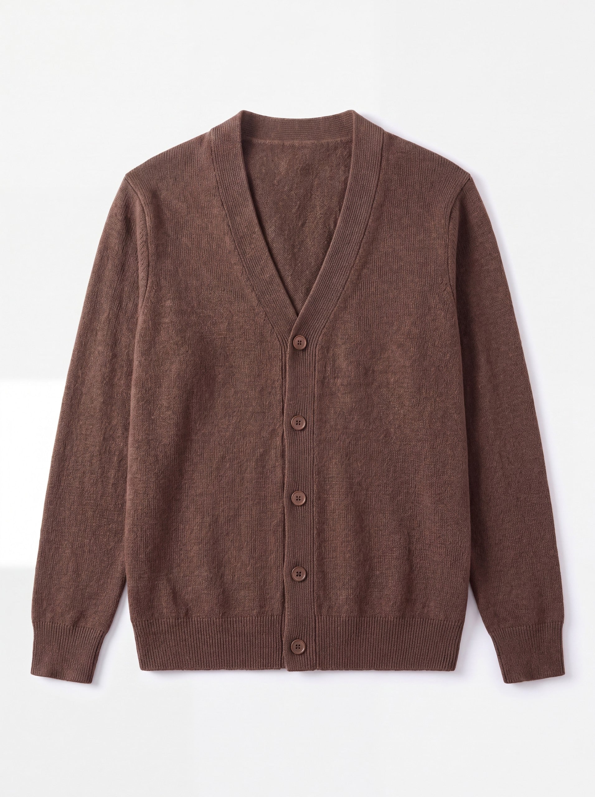Oversized Button Wool Cardigan — Brown