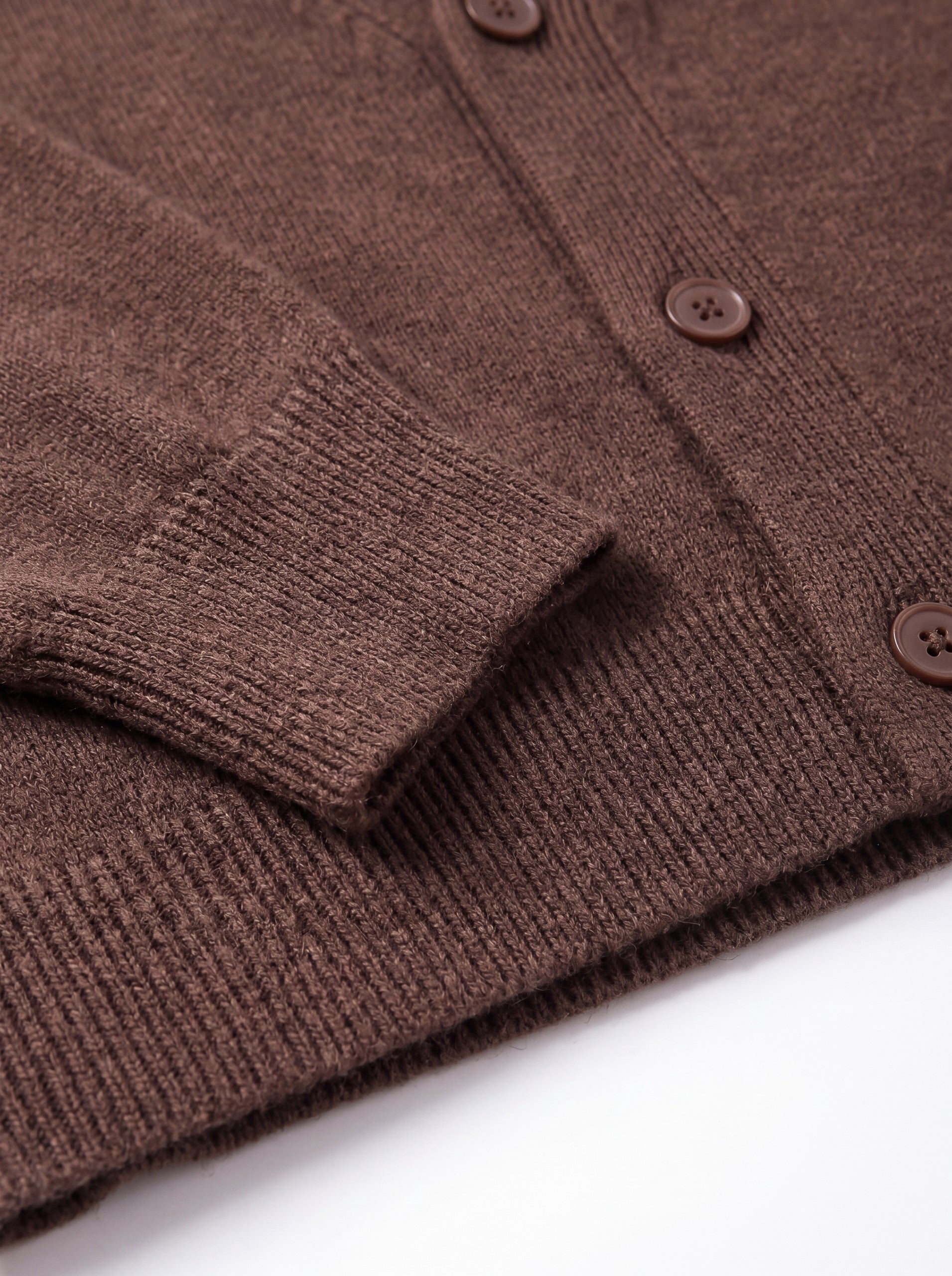 Oversized Button Wool Cardigan — Brown