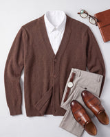 Oversized Button Wool Cardigan — Brown