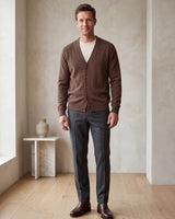 Oversized Button Wool Cardigan — Brown