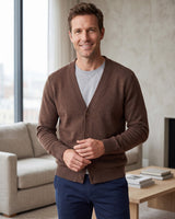 Oversized Button Wool Cardigan — Brown