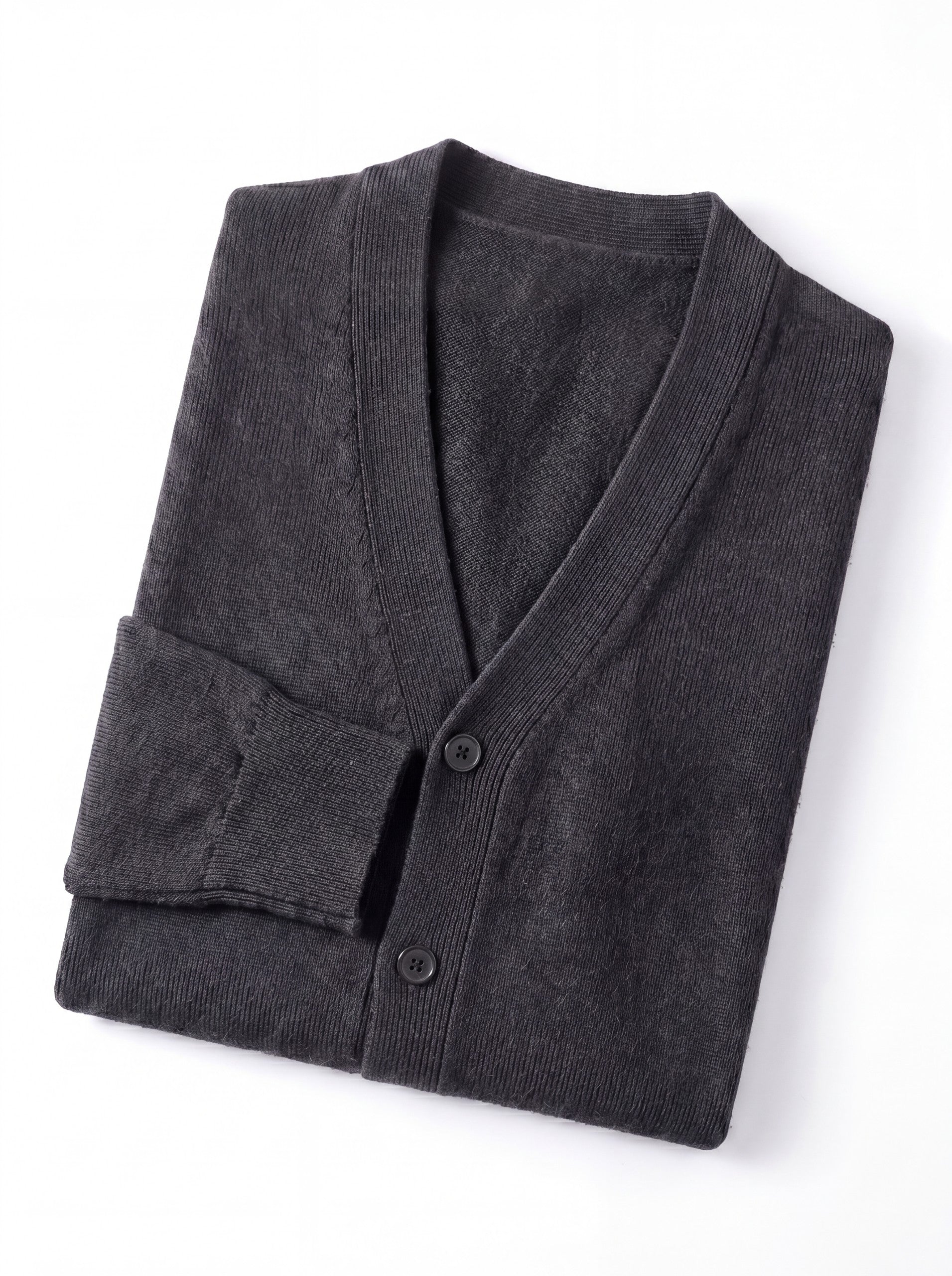 Oversized Button Wool Cardigan — Dark grey