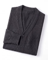 Oversized Button Wool Cardigan — Dark grey