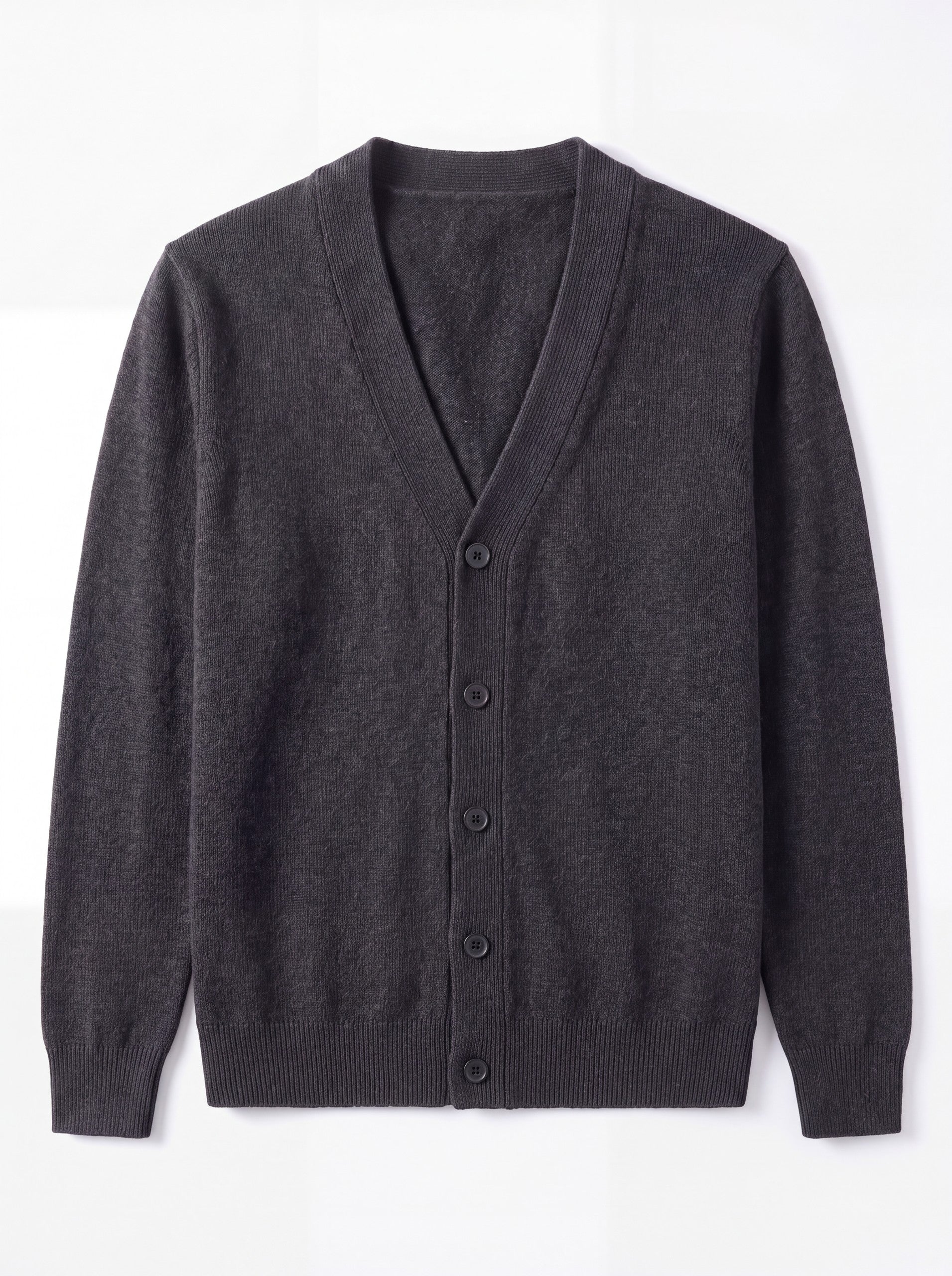 Oversized Button Wool Cardigan — Dark grey