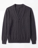 Oversized Button Wool Cardigan — Dark grey