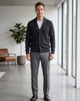 Oversized Button Wool Cardigan — Dark grey