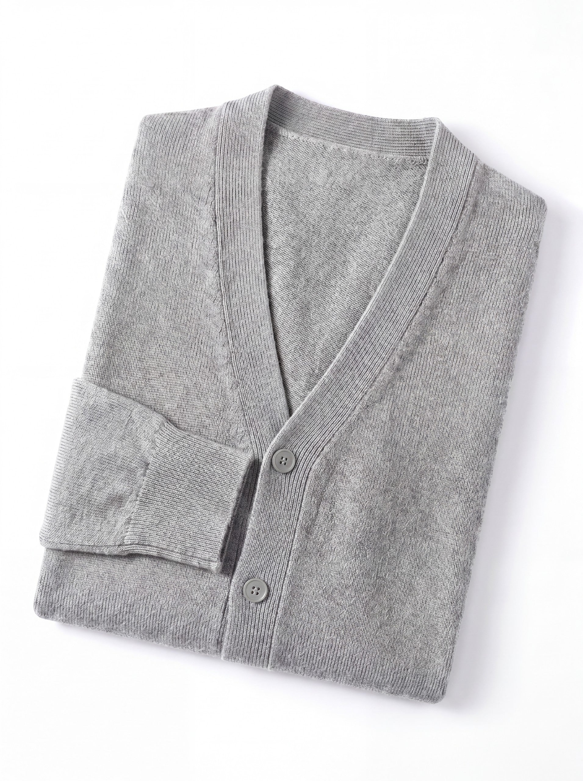 Oversized Button Wool Cardigan — Light grey