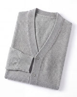 Oversized Button Wool Cardigan — Light grey