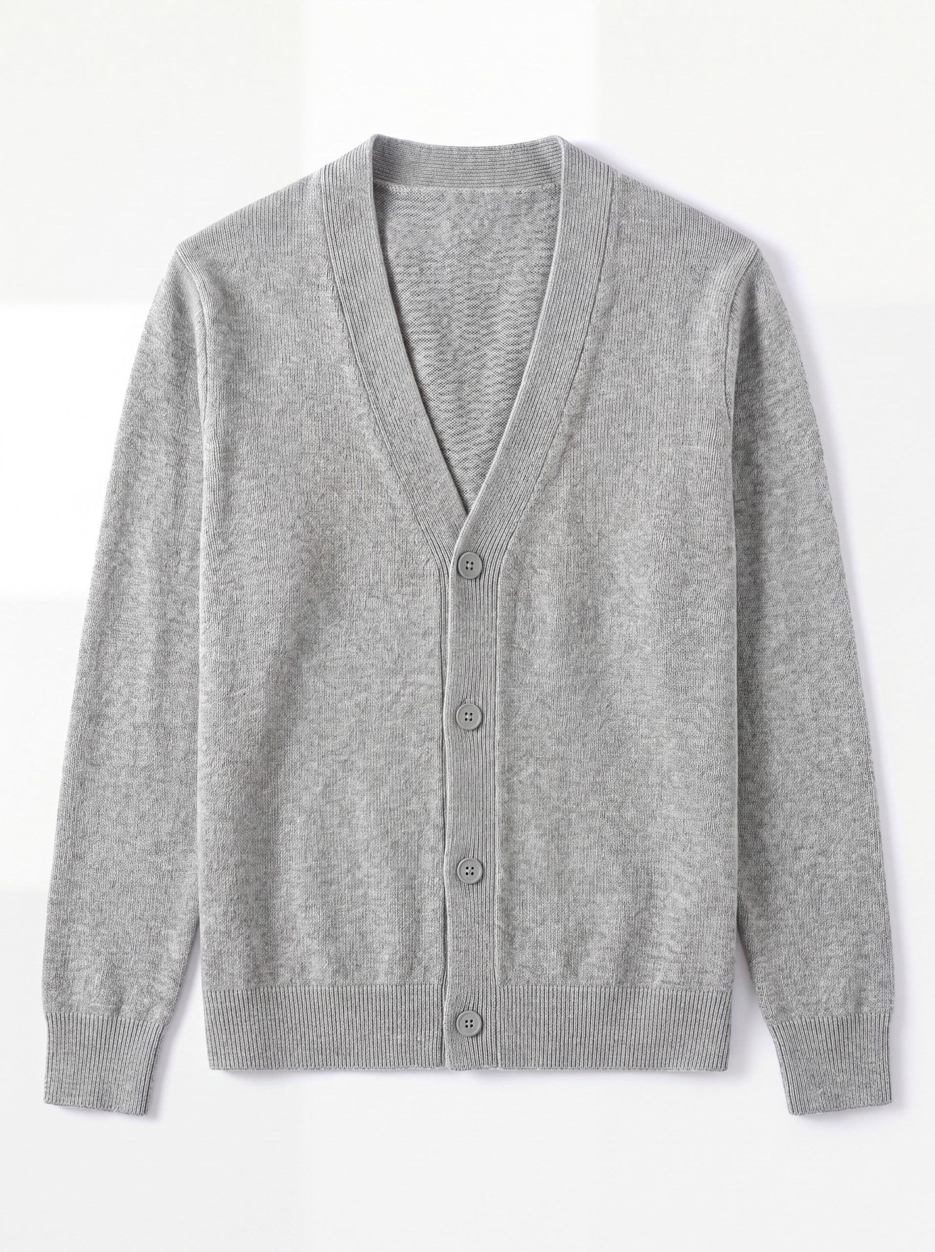 Oversized Button Wool Cardigan — Light grey