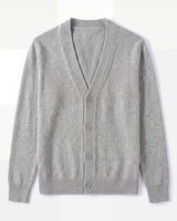 Oversized Button Wool Cardigan — Light grey