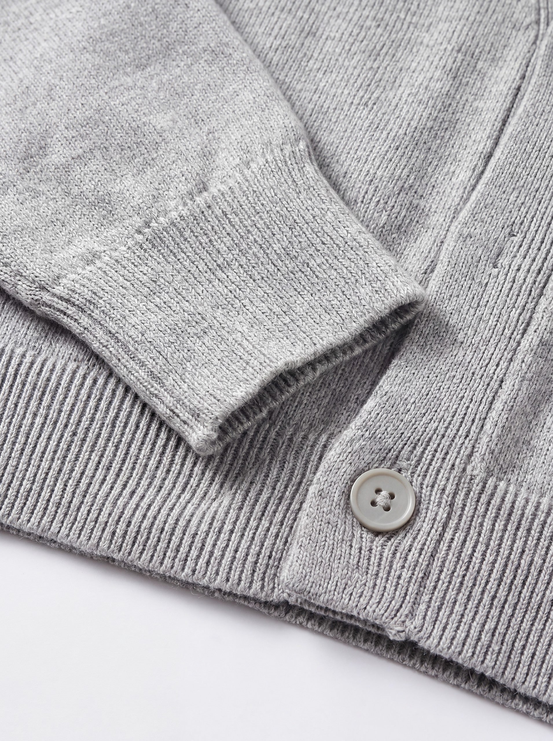 Oversized Button Wool Cardigan — Light grey