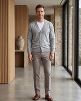 Oversized Button Wool Cardigan — Light grey