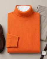 Charcoal Turtleneck Cashmere Sweater — Orange