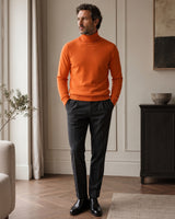 Charcoal Turtleneck Cashmere Sweater — Orange
