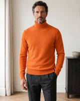 Charcoal Turtleneck Cashmere Sweater — Orange