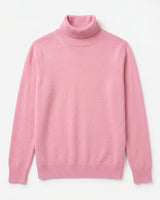 Charcoal Turtleneck Cashmere Sweater — Pink