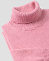 Charcoal Turtleneck Cashmere Sweater — Pink