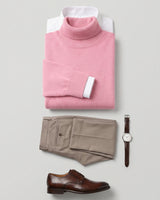 Charcoal Turtleneck Cashmere Sweater — Pink