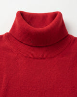 Charcoal Turtleneck Cashmere Sweater — Red