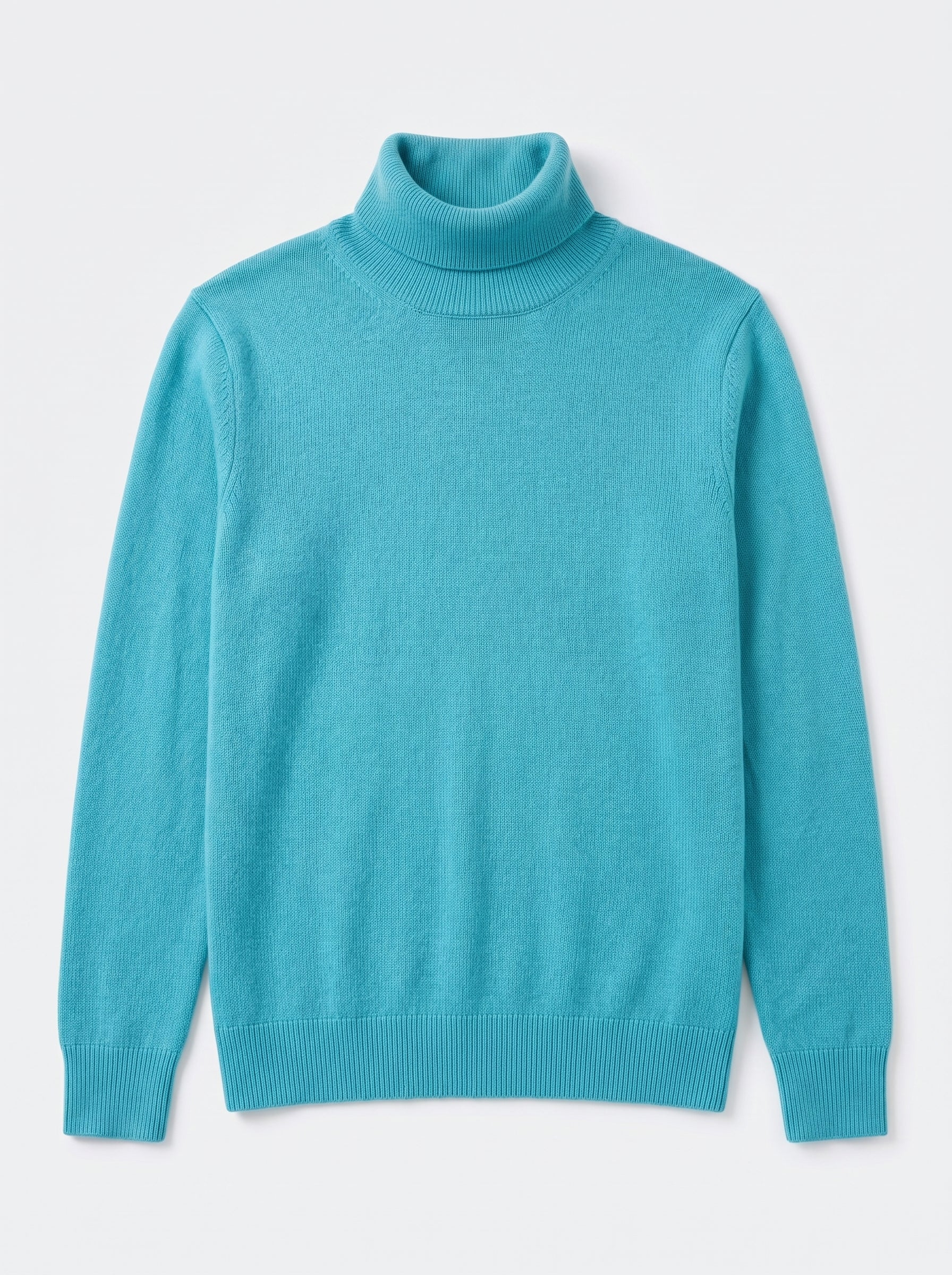 Charcoal Turtleneck Cashmere Sweater — Turquoise