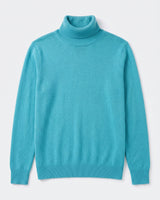 Charcoal Turtleneck Cashmere Sweater — Turquoise