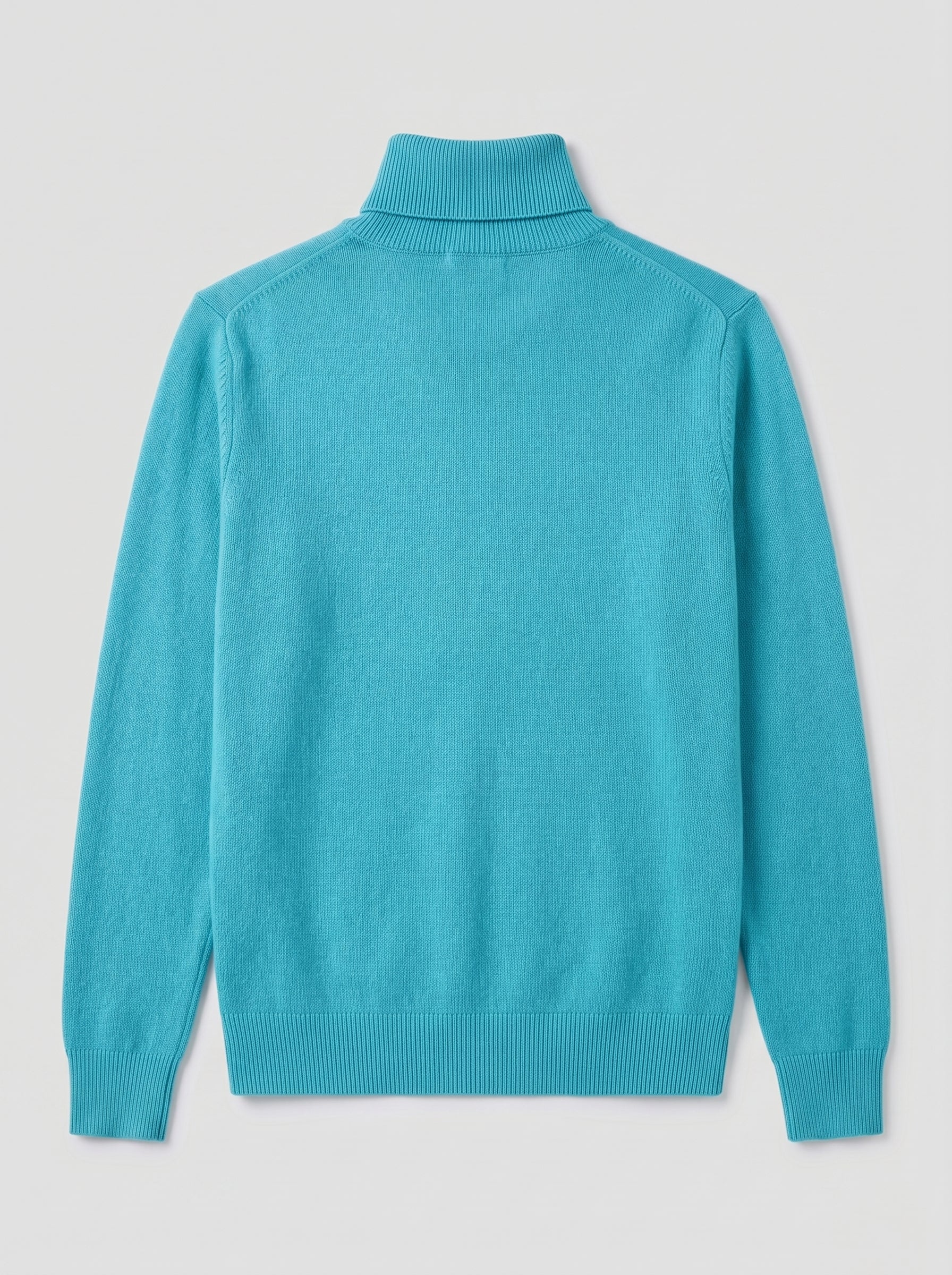 Charcoal Turtleneck Cashmere Sweater — Turquoise