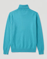 Charcoal Turtleneck Cashmere Sweater — Turquoise