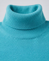 Charcoal Turtleneck Cashmere Sweater — Turquoise