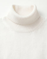 Charcoal Turtleneck Cashmere Sweater — White