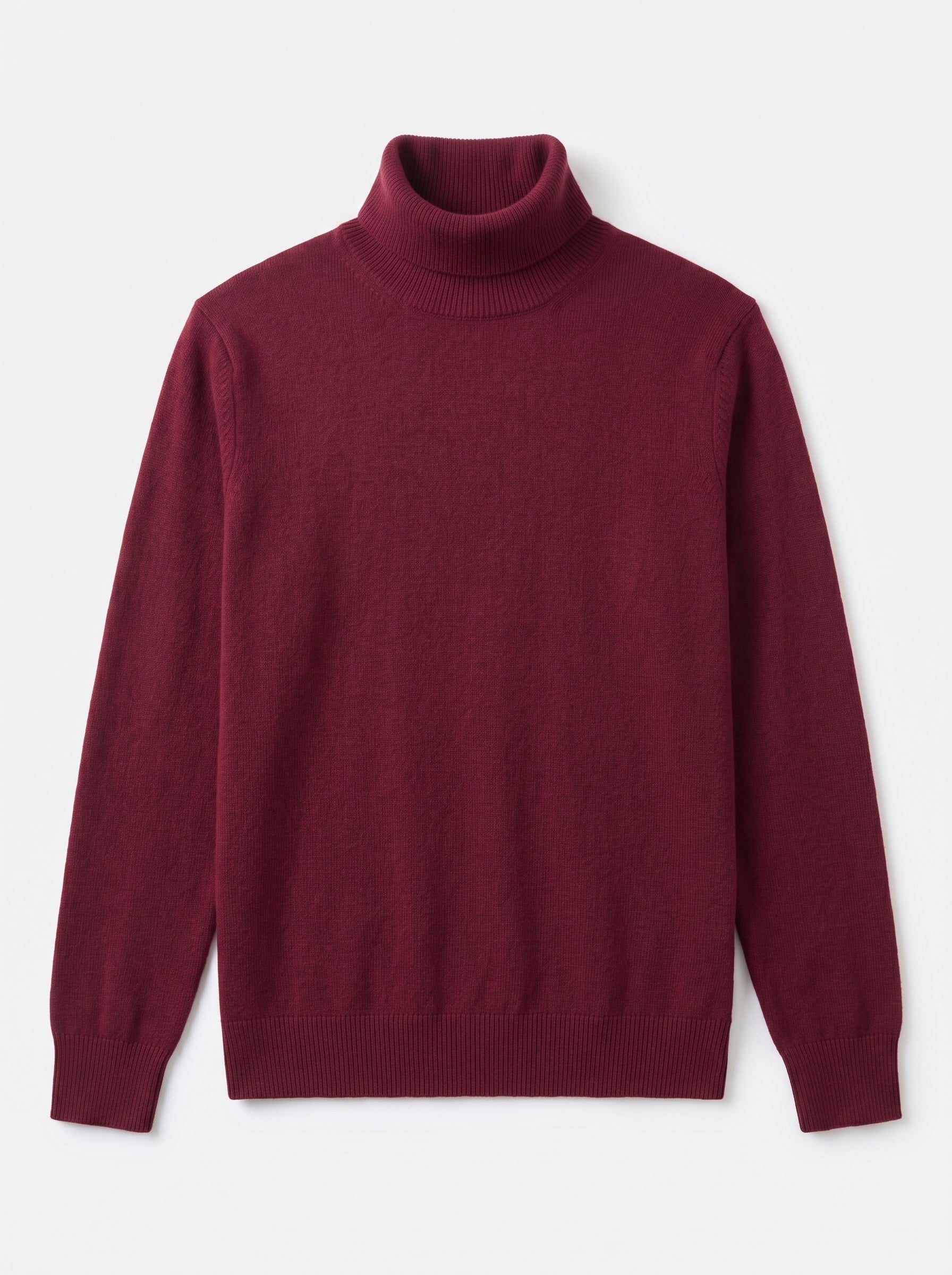 Charcoal Turtleneck Cashmere Sweater — Wine red