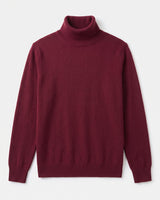 Charcoal Turtleneck Cashmere Sweater — Wine red