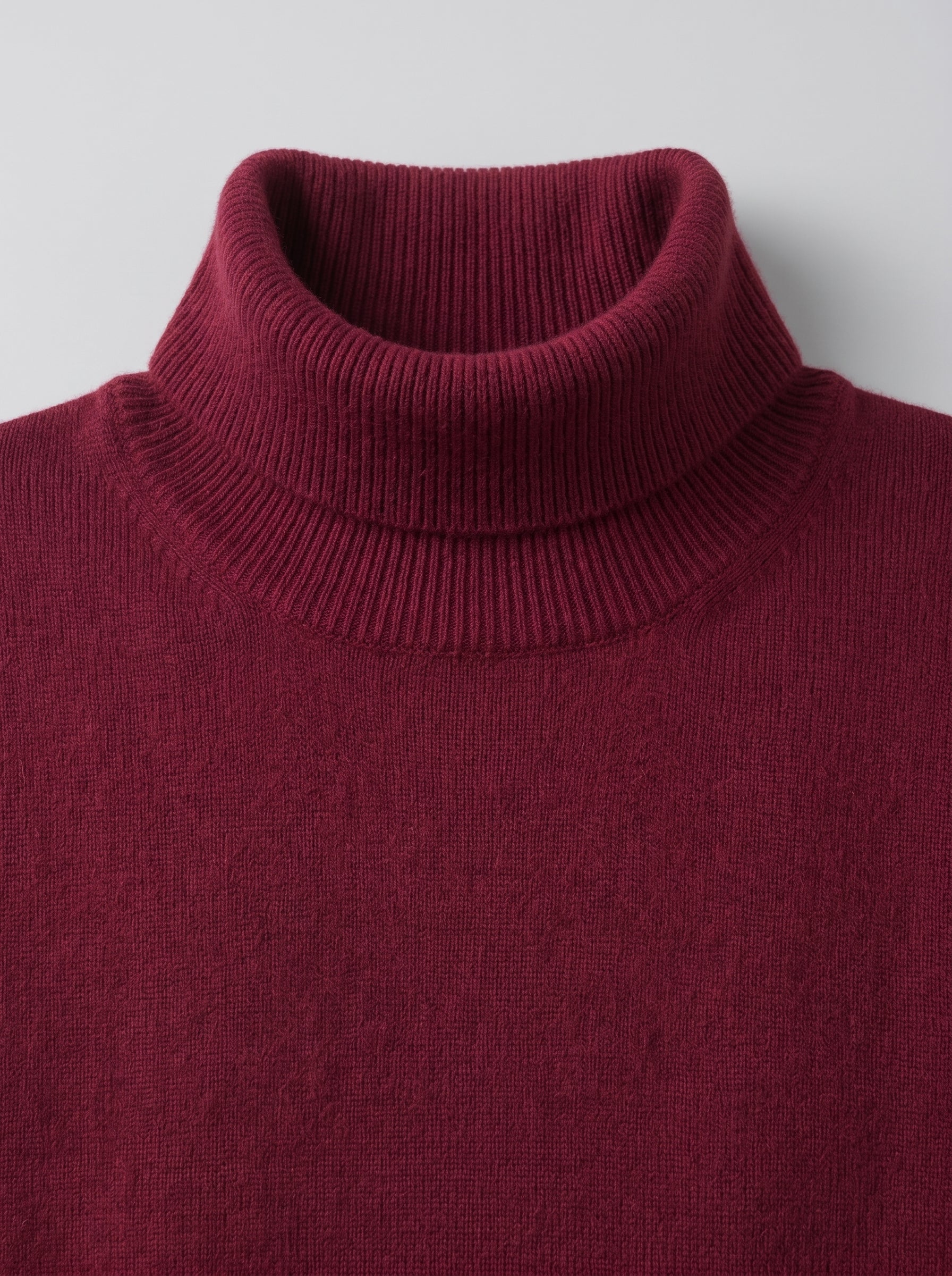 Charcoal Turtleneck Cashmere Sweater — Wine red