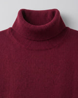 Charcoal Turtleneck Cashmere Sweater — Wine red