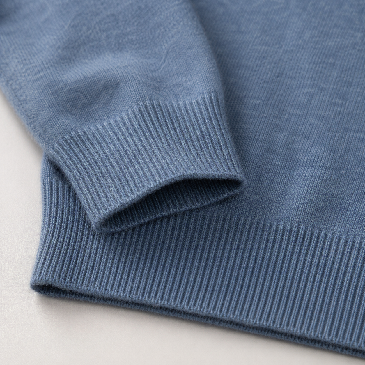 Charcoal Crew Neck Cashmere Sweater — Blue