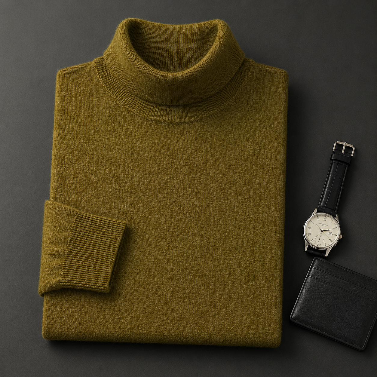 Charcoal Crew Neck Cashmere Sweater — Brown