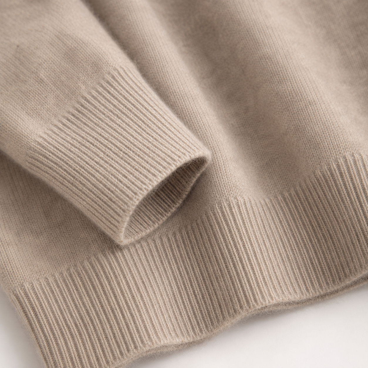 Charcoal Crew Neck Cashmere Sweater — Camel