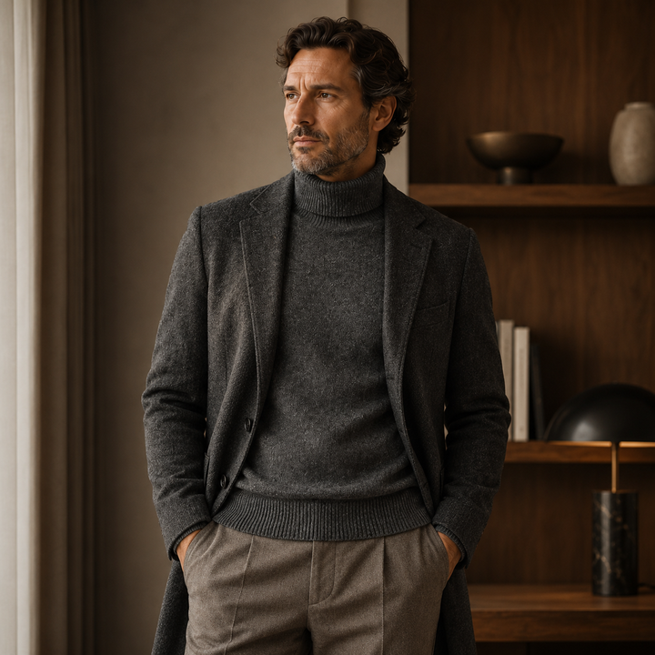 Charcoal Turtleneck Cashmere Sweater alternate view