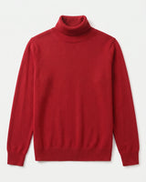Charcoal Turtleneck Cashmere Sweater — Red