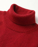 Charcoal Turtleneck Cashmere Sweater — Red