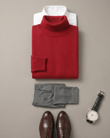 Charcoal Turtleneck Cashmere Sweater — Red