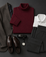 ZHILIFS men's Wine red crew neck sweater, image 06