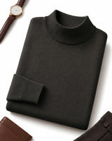 Mock Neck Cashmere Pullover Sweater — Black