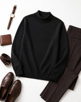 Mock Neck Cashmere Pullover Sweater — Black