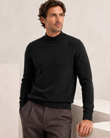 Mock Neck Cashmere Pullover Sweater — Black